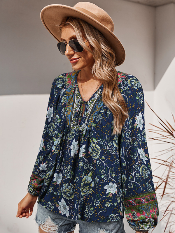 Bohemian Paisley Women’s Blouse - Champlain color / S