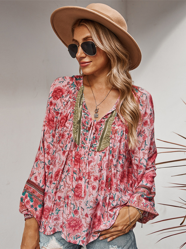 Bohemian Paisley Women’s Blouse - Pink / S