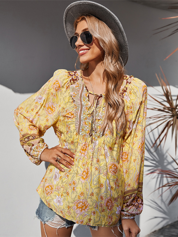 Bohemian Paisley Women’s Blouse - Yellow / S