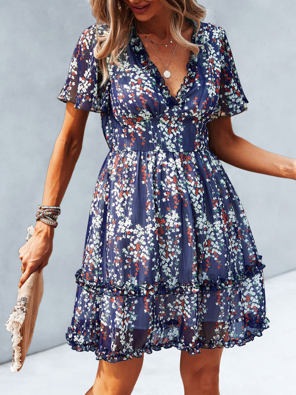 Casual all-match spring and summer sexy short dress - Champlain color / S