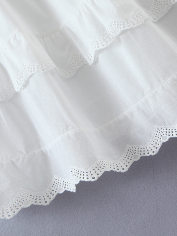 Fashion women’s multi-layer lace splicing cake skirt elegant short suspender dress - White / FREESIZE