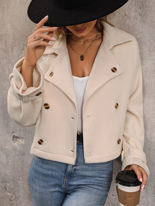 Fashion women’s new solid color short jacket - Cracker khaki / S