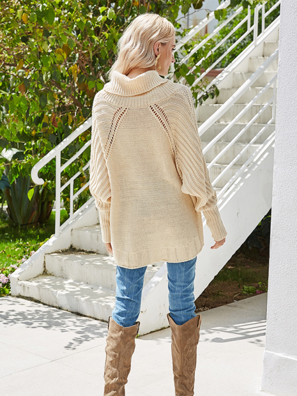 Fashionable casual bat sleeve loose women’s turtleneck sweater