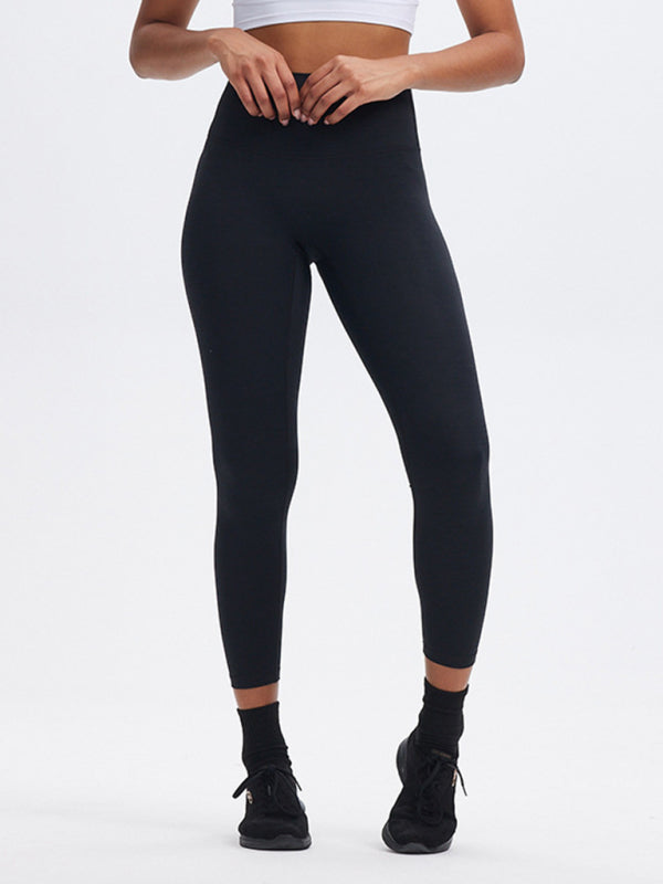 Fashionable sports yoga pants with high waist tummy control and butt lift peach butt fitness pants - Black / S