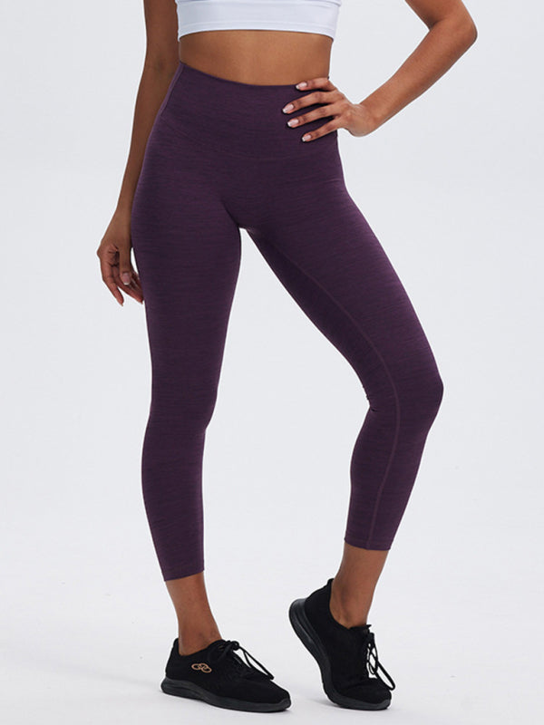 Fashionable sports yoga pants with high waist tummy control and butt lift peach butt fitness pants - Purplish red / S