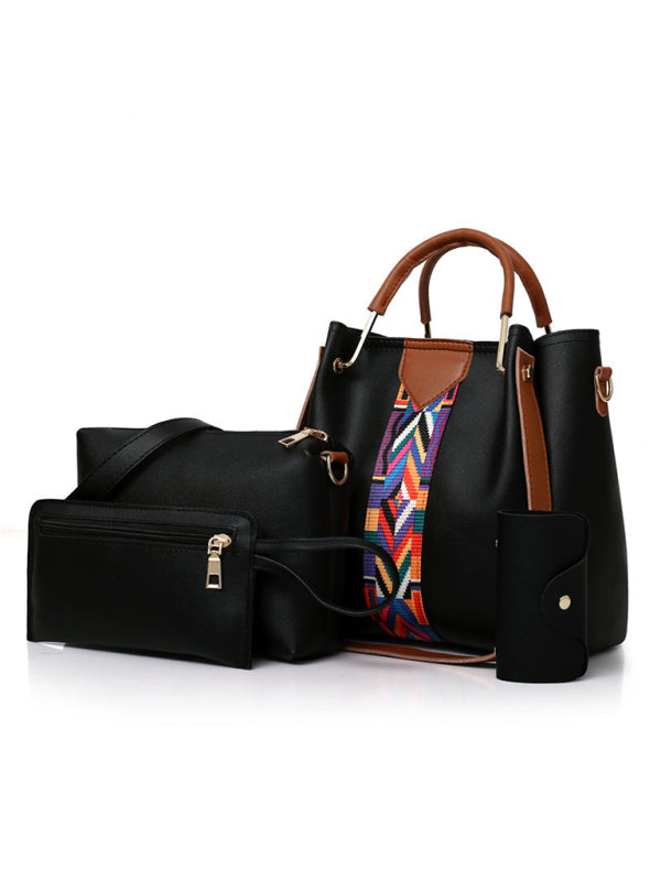 Four-piece mother-in-law bag portable shoulder messenger bag bucket bag - Black / F