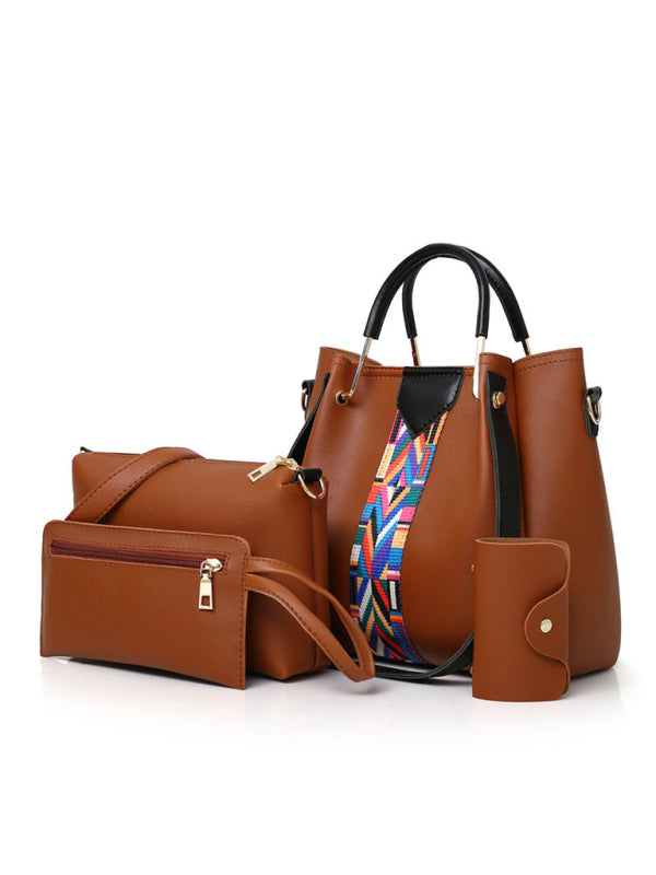 Four-piece mother-in-law bag portable shoulder messenger bag bucket bag - Brown / F