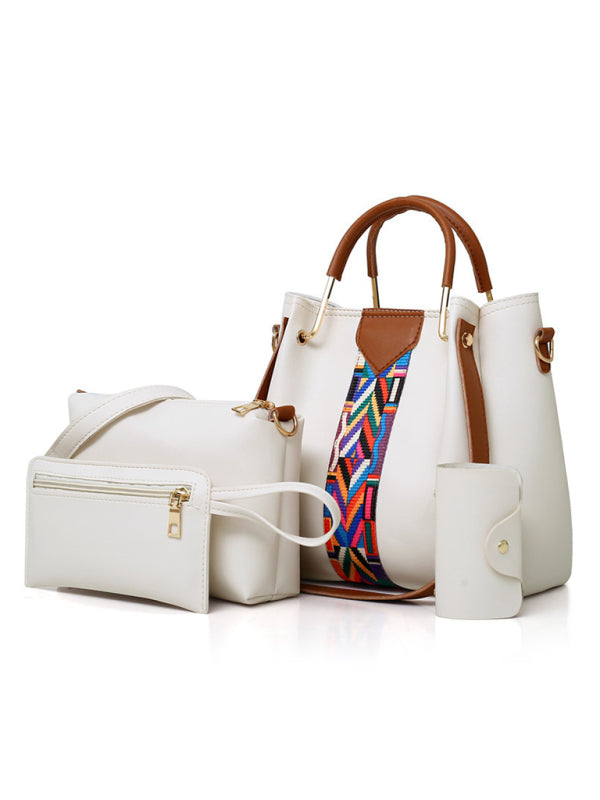 Four-piece mother-in-law bag portable shoulder messenger bag bucket bag - Cream / F