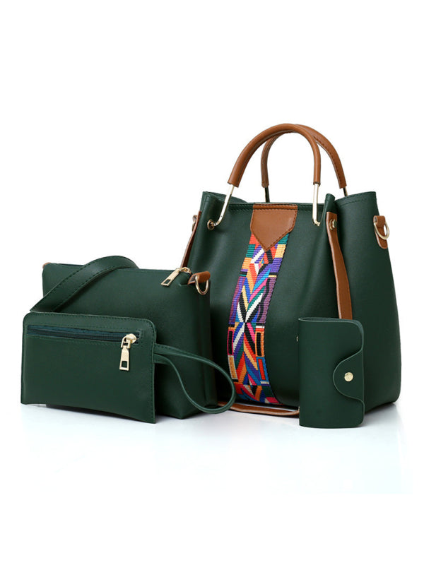 Four-piece mother-in-law bag portable shoulder messenger bag bucket bag - Green / F