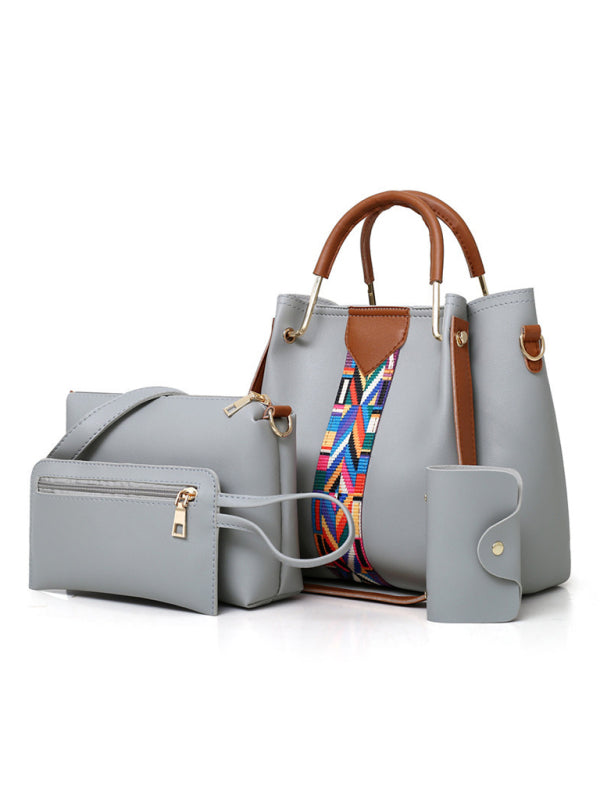 Four-piece mother-in-law bag portable shoulder messenger bag bucket bag - Misty grey / F