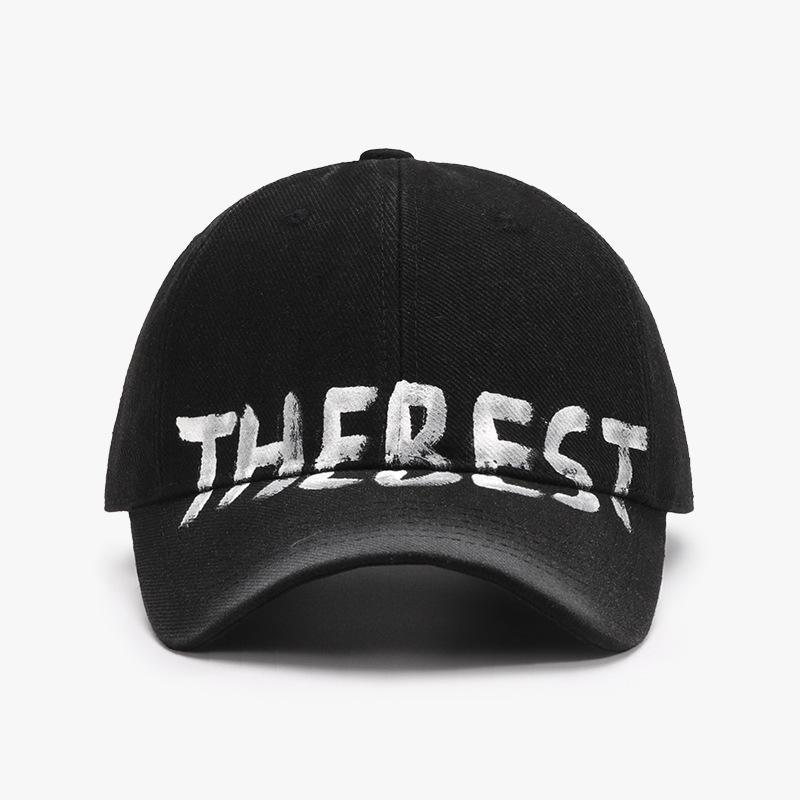 Graffiti letters fashion all-match cap outdoor curved brim soft top baseball cap - Black / FREESIZE