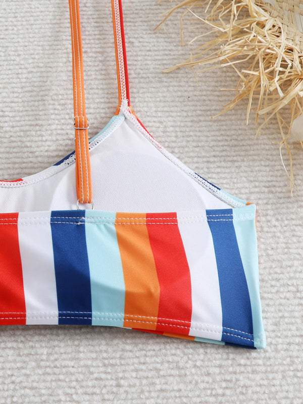High waist striped bikini