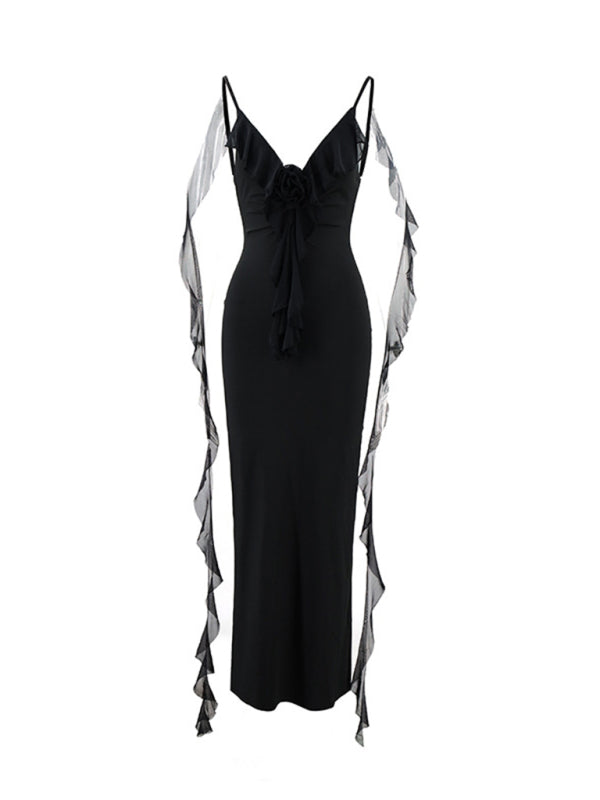 Hot girl’s new sexy dress V-neck backless slim shoulder fishtail evening dress