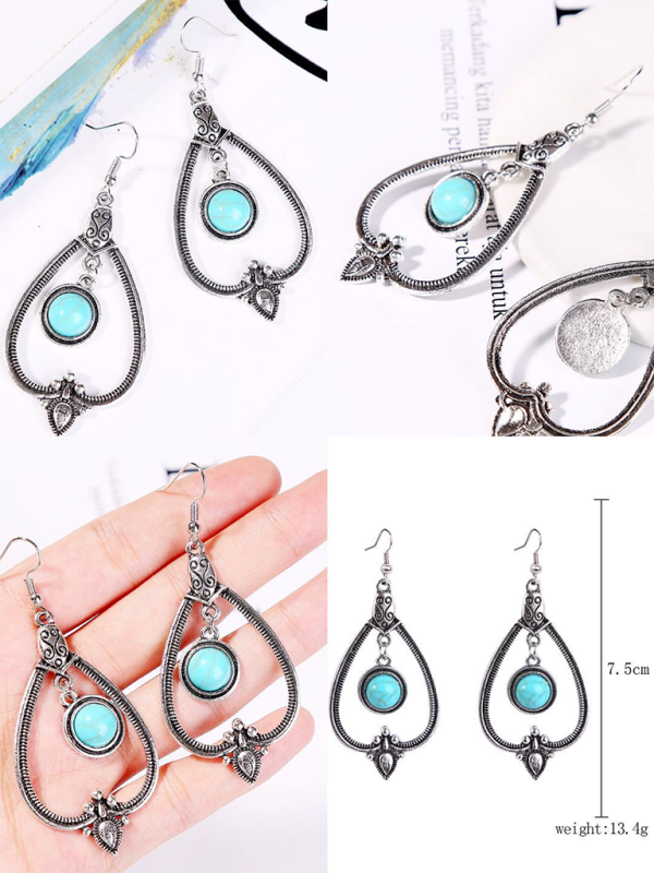 Böhmisches Vintage Ethno Türkis Ohrring Set 
