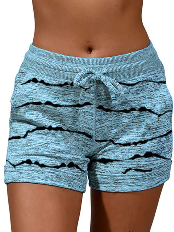 Ladies Casual Fashion Waist Stretch Shorts - Sky blue azure / S