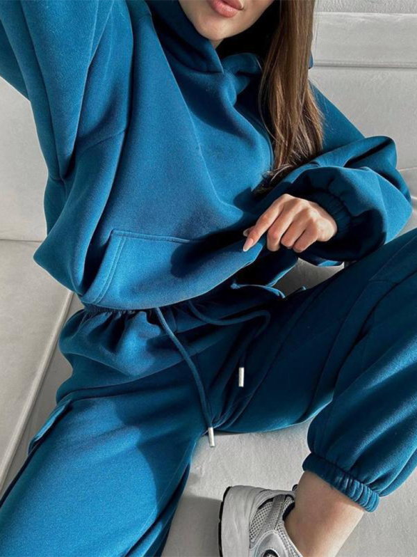 Ladies new fashion sports casual sweater set - Blue / S