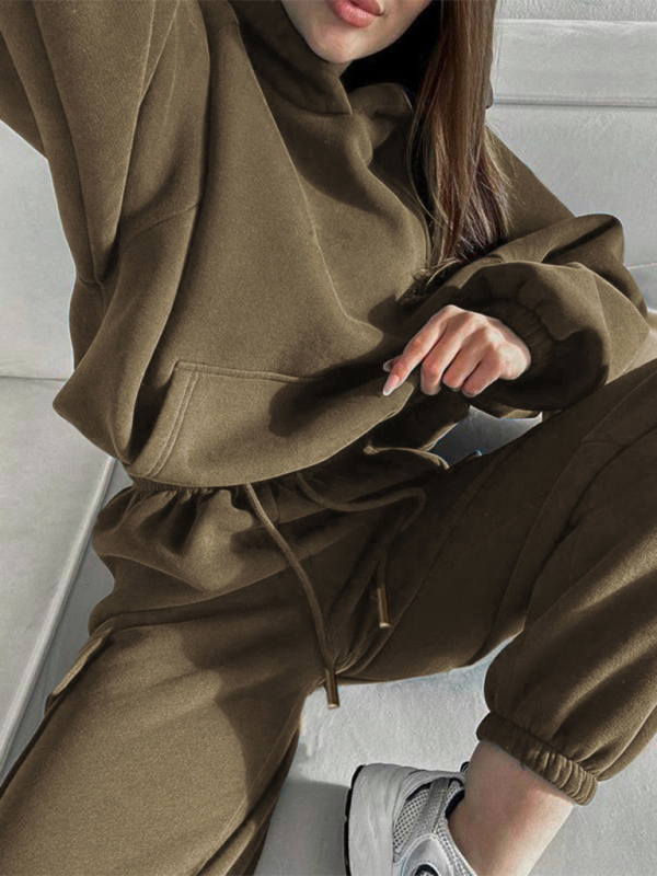 Ladies new fashion sports casual sweater set - Khaki / S