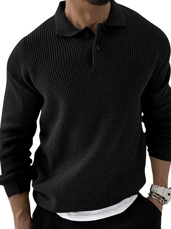 Lapel Sweater Men’s Fashion Urban Slim Long Sleeve Knitted Sweater