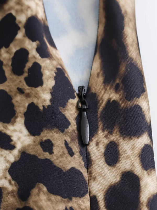 Leopard print casual skirt