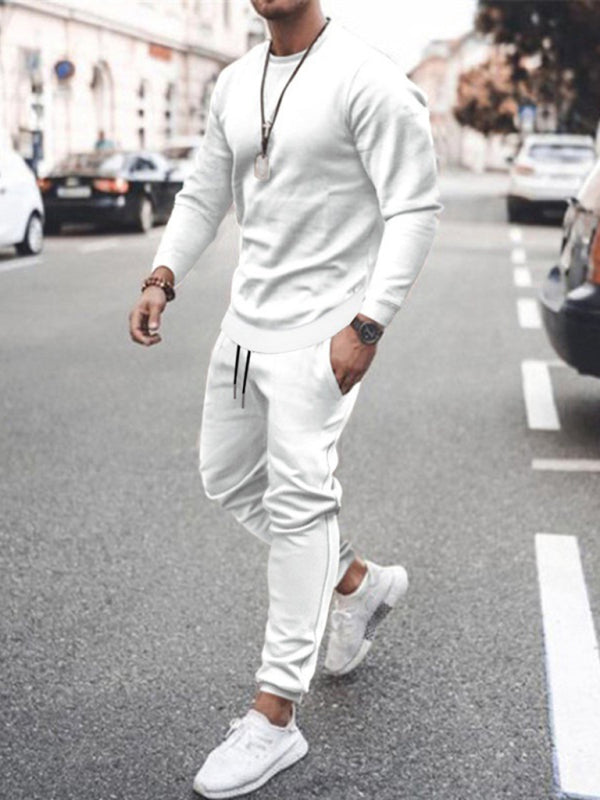 Long-sleeved casual suit men’s solid color trendy sports suit
