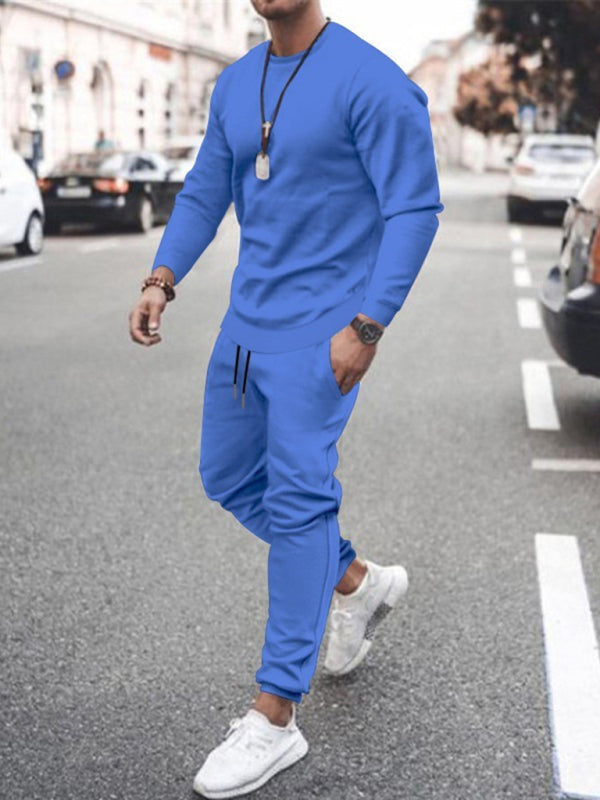 Long-sleeved casual suit men’s solid color trendy sports suit