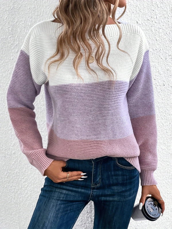 Loose crew neck sweater - Purple / S