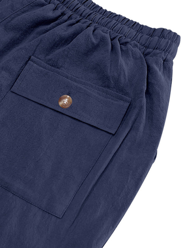 Loose linen casual wide-leg beach sports four seasons breathable trousers
