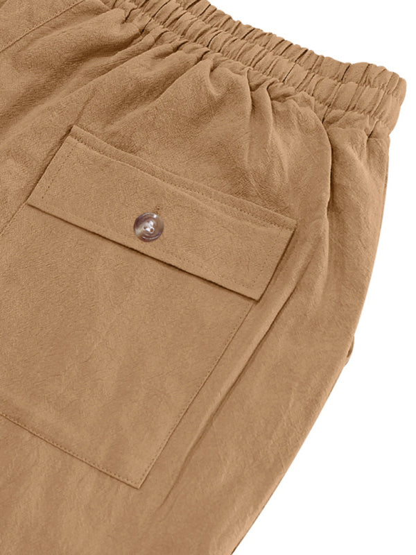 Loose linen casual wide-leg beach sports four seasons breathable trousers