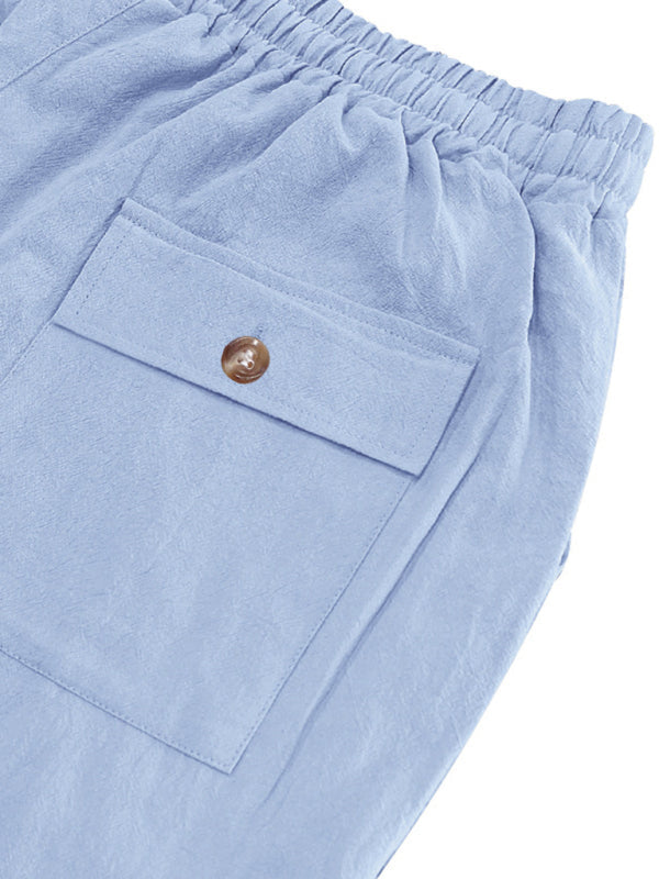 Loose linen casual wide-leg beach sports four seasons breathable trousers