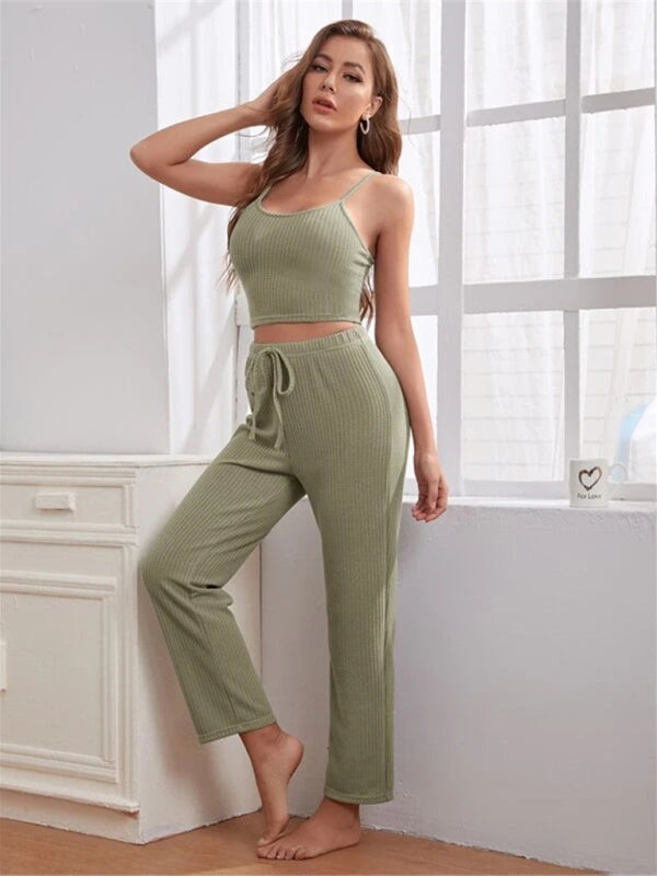 Loungewear Women’s Waffle Knit Long Three-Piece Suit