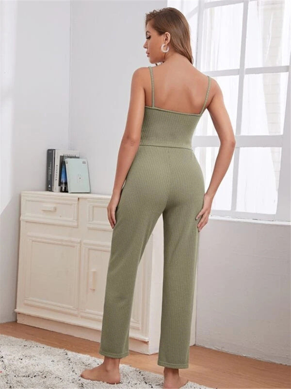 Loungewear Women’s Waffle Knit Long Three-Piece Suit