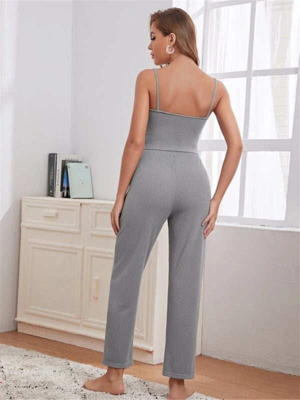 Loungewear Women’s Waffle Knit Long Three-Piece Suit