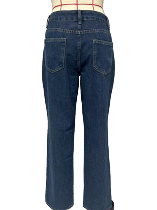 Low Rise Jeans Fashion Retro Straight Leg Loose Denim Pants