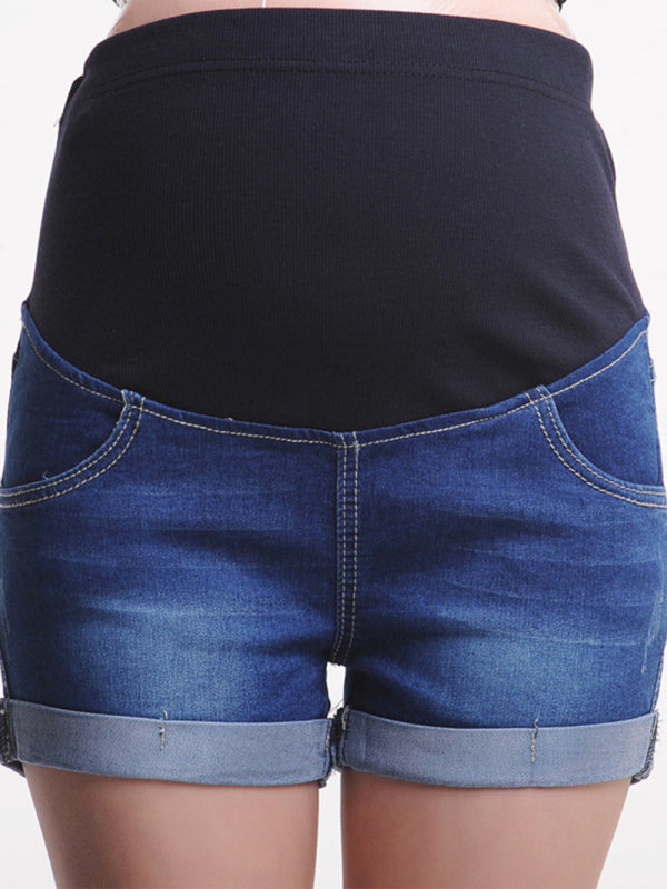 Maternity Denim Casual Tummy Shorts - Blue / M
