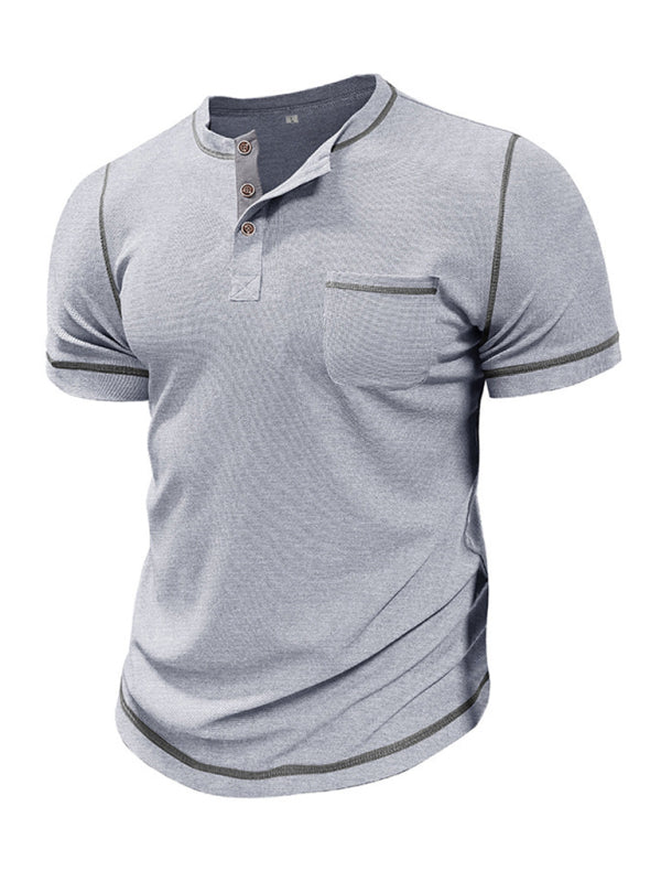 Men’s American Vintage Henley Collar Short Sleeve T-Shirt