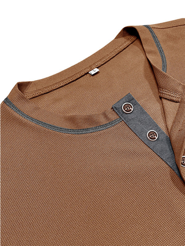 Men’s American Vintage Henley Collar Short Sleeve T-Shirt