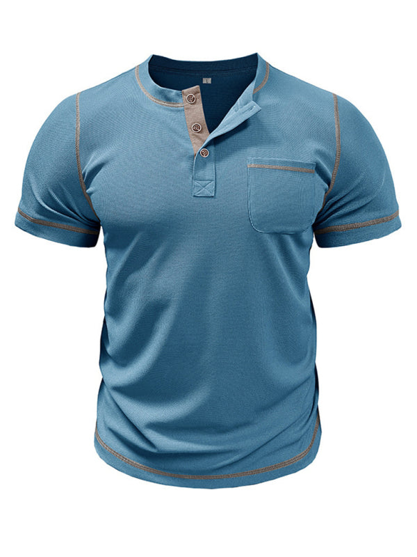 Men’s American Vintage Henley Collar Short Sleeve T-Shirt