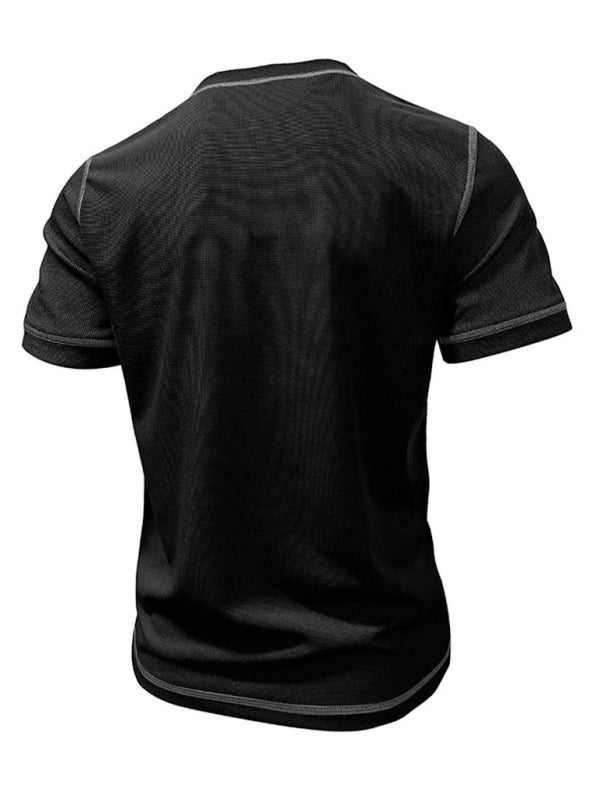 Men’s American Vintage Henley Collar Short Sleeve T-Shirt