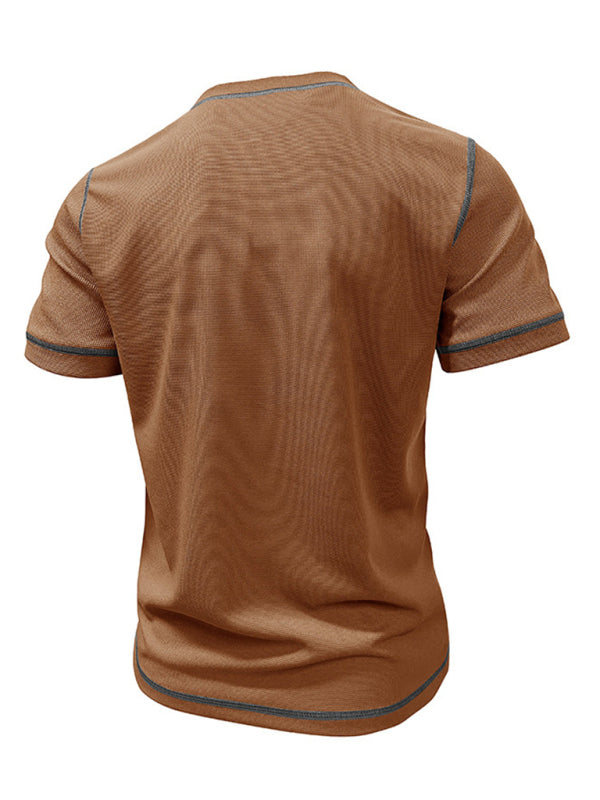 Men’s American Vintage Henley Collar Short Sleeve T-Shirt