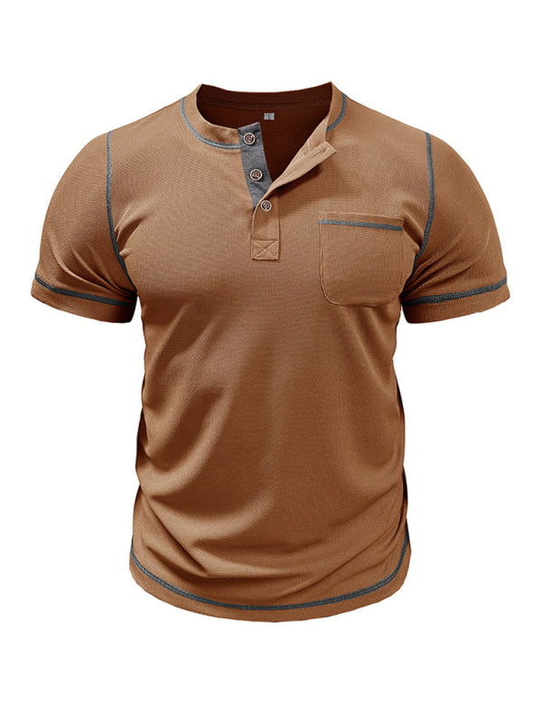 Men’s American Vintage Henley Collar Short Sleeve T-Shirt
