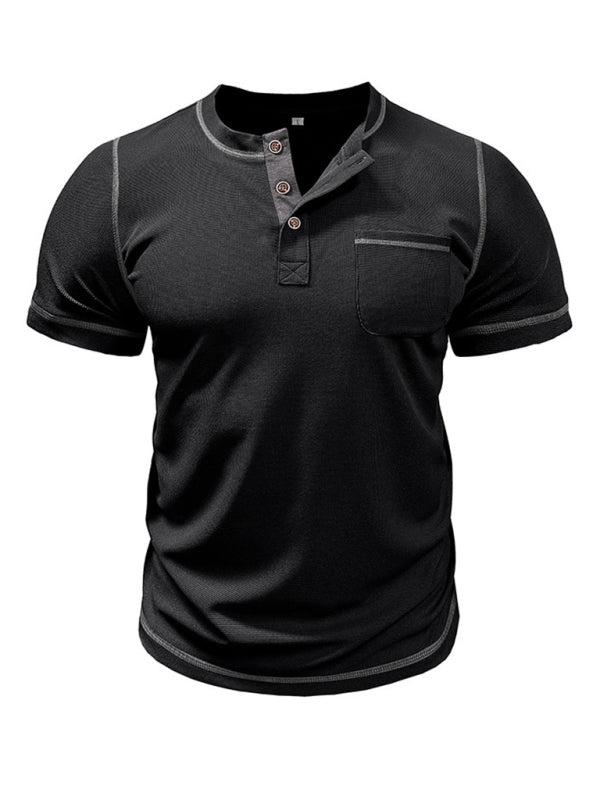 Men’s American Vintage Henley Collar Short Sleeve T-Shirt
