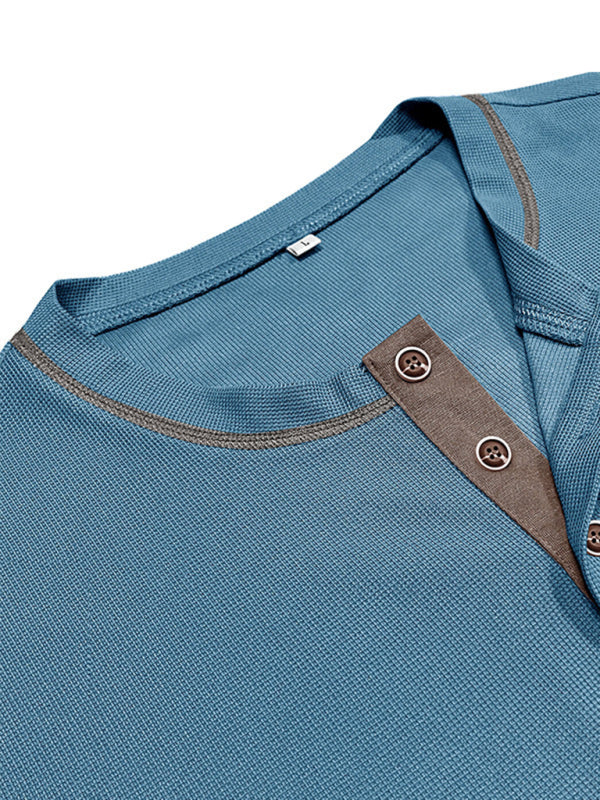 Men’s American Vintage Henley Collar Short Sleeve T-Shirt