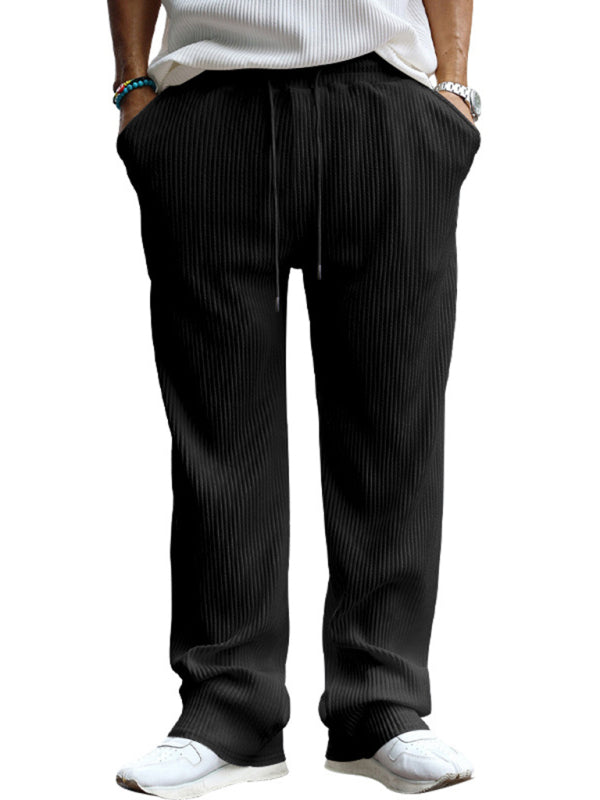 Men’s casual trousers loose straight trousers drapey striped high-waisted wide-leg trousers