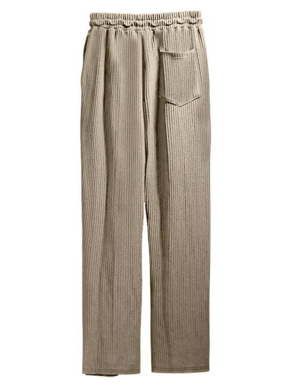 Men’s casual trousers loose straight trousers drapey striped high-waisted wide-leg trousers