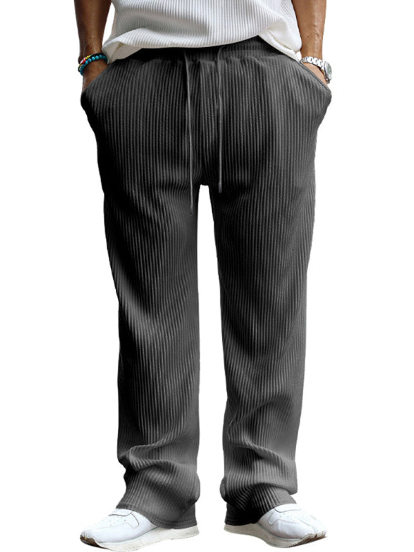 Men’s casual trousers loose straight trousers drapey striped high-waisted wide-leg trousers