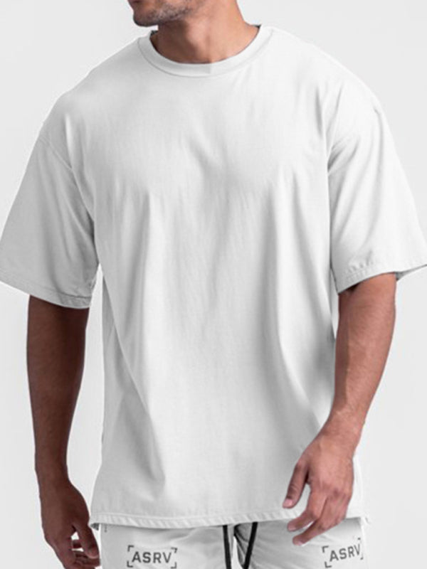 Men’s knitted casual sports round neck short-sleeved quick-drying T-shirt - White / M