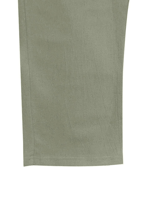 Men’s Loose Casual Relaxed Straight Linen Naples Gurga Breathable Trousers