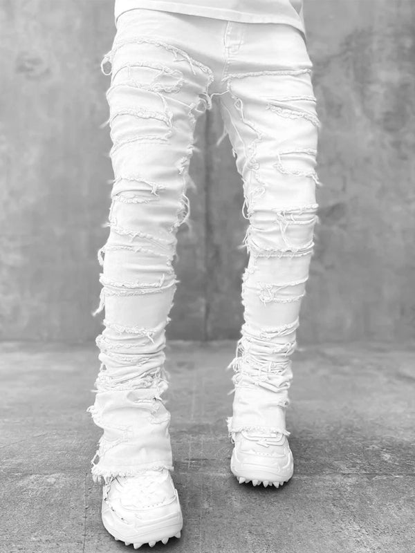 Men’s new stretch patch denim straight pants