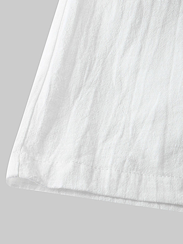 Men’s solid color short-sleeved T-shirt shorts cotton linen casual suit