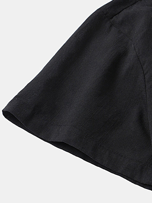 Men’s solid color short-sleeved T-shirt shorts cotton linen casual suit